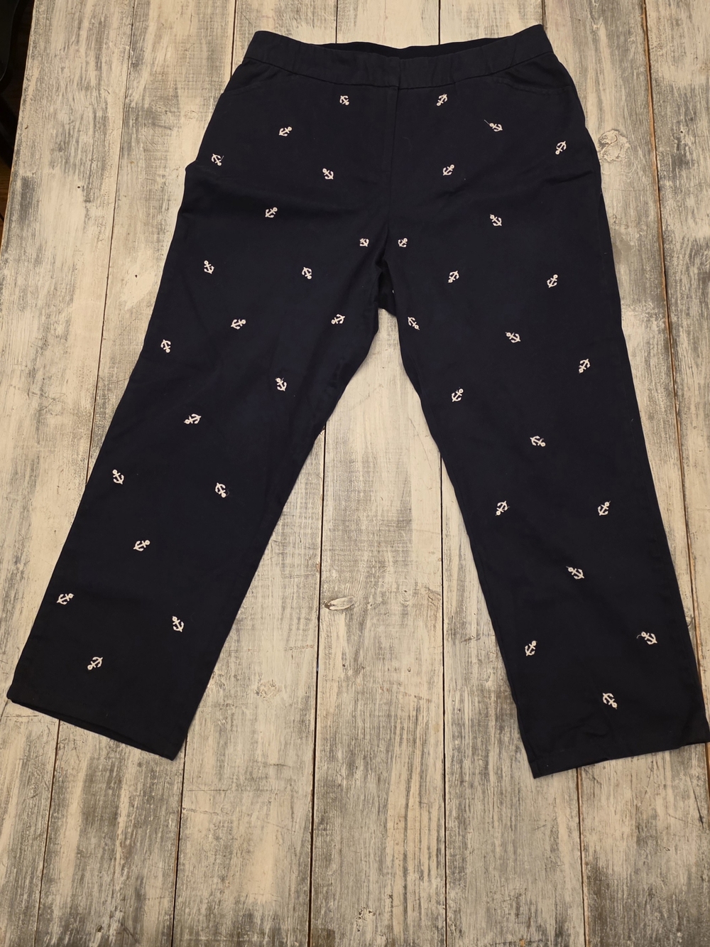 Appleseed's Nautical Themed Stretch Cotton Pants with Naval Anchors sz 12